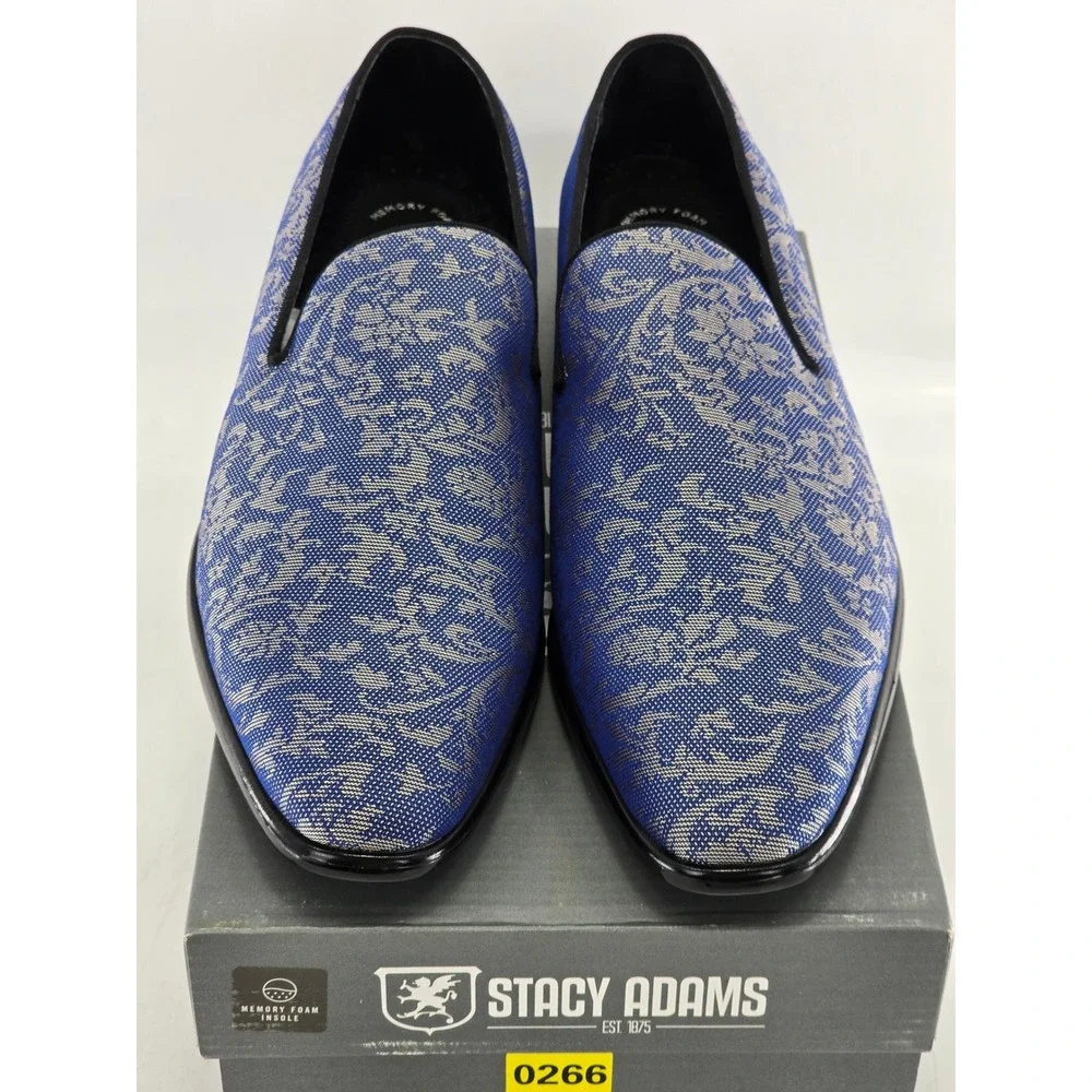 Stacy Adams Savino Loafers Mens Size 12 Blue Multi Paisley Floral Slip On - New